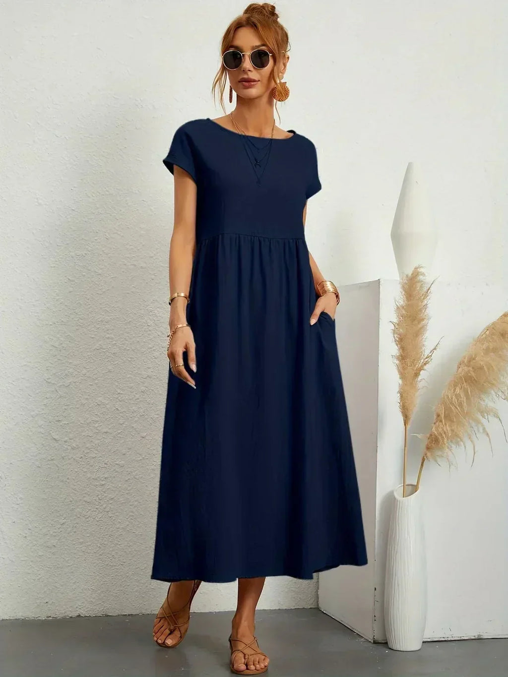 Doriane pleated midi dress