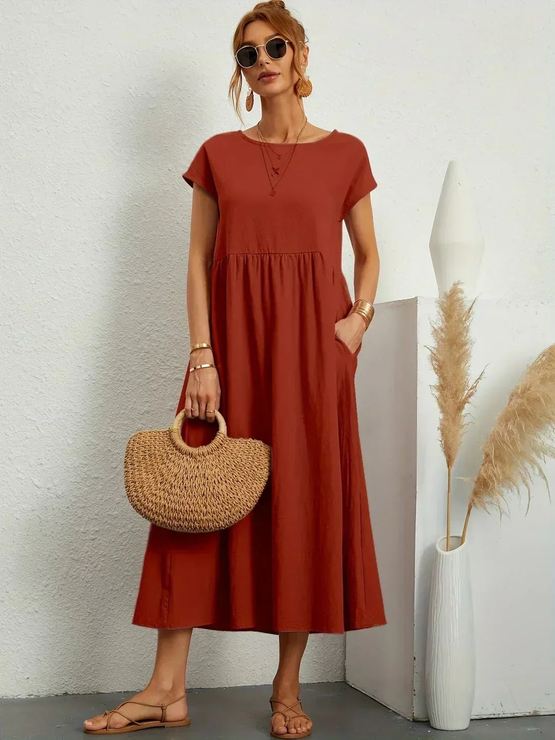 Doriane pleated midi dress