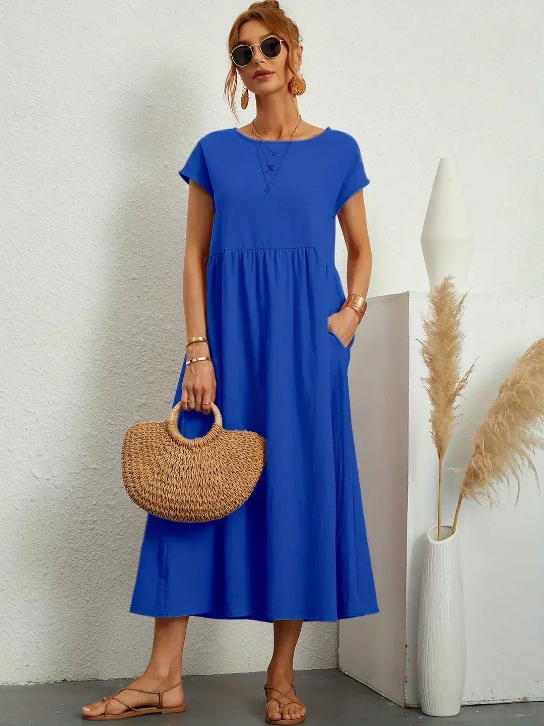 Doriane pleated midi dress