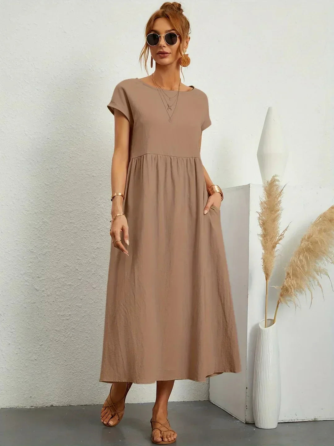 Doriane pleated midi dress