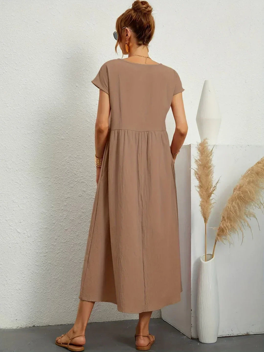 Doriane pleated midi dress
