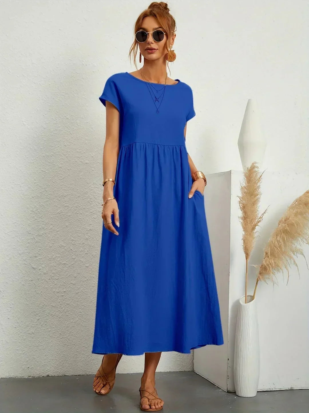 Doriane pleated midi dress