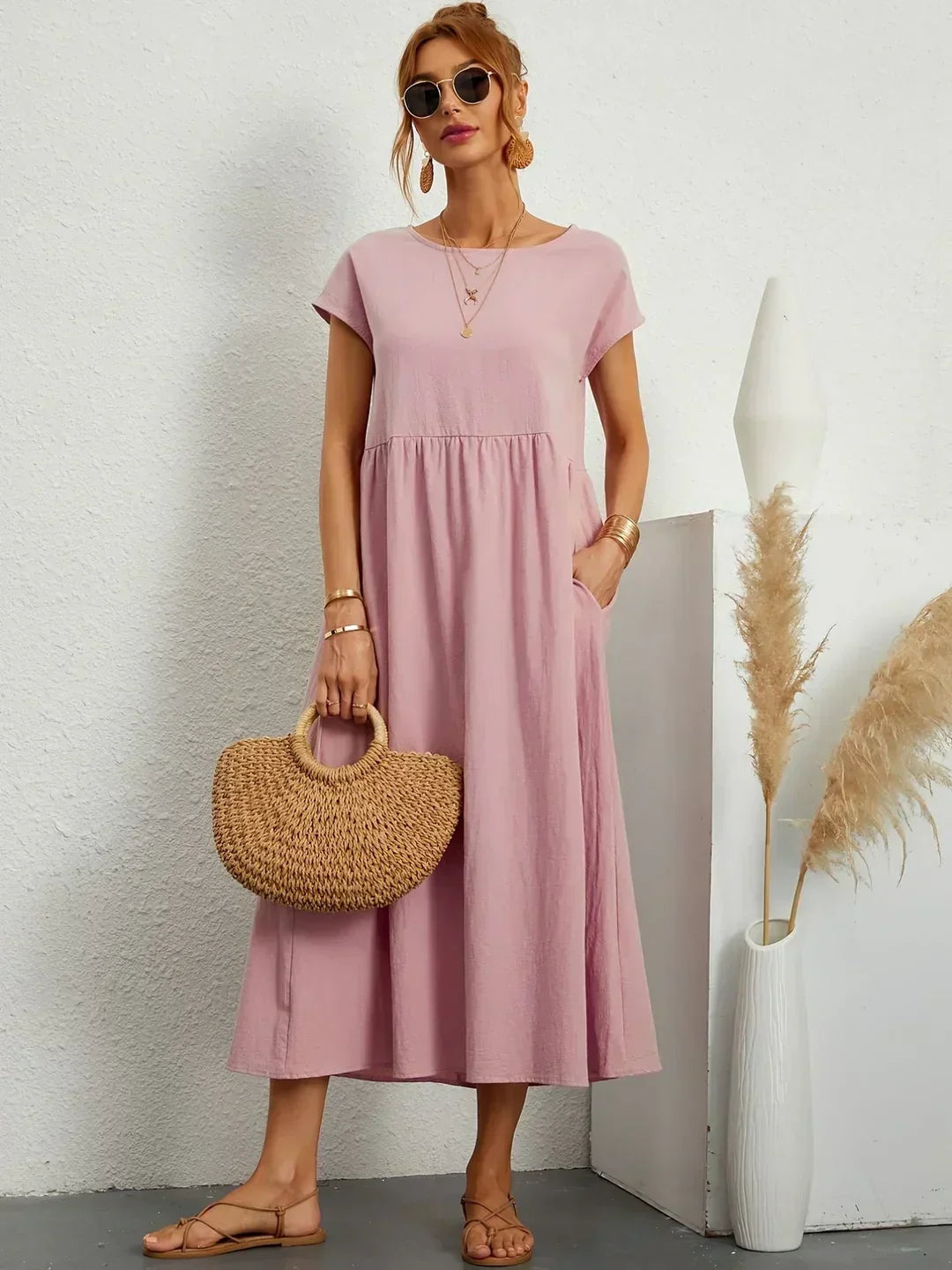 Doriane pleated midi dress