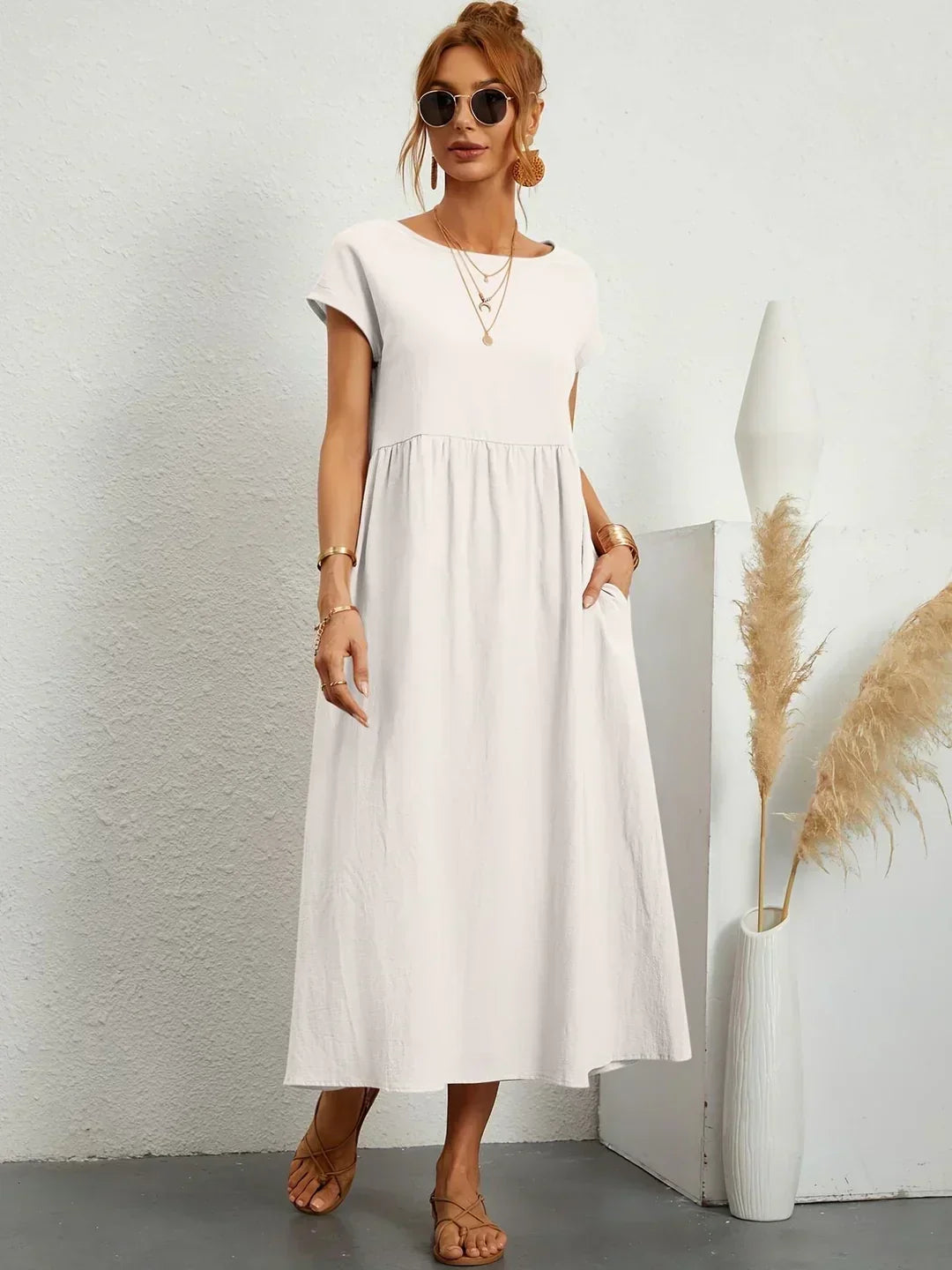 Camille | Elegant Pleated Midi Dress