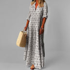 Nele vintage V neck maxi dress in blue
