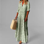 Nele vintage V neck maxi dress in pink