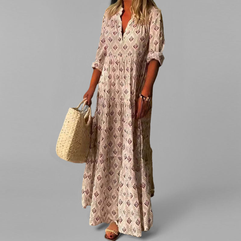 Nele vintage V neck maxi dress