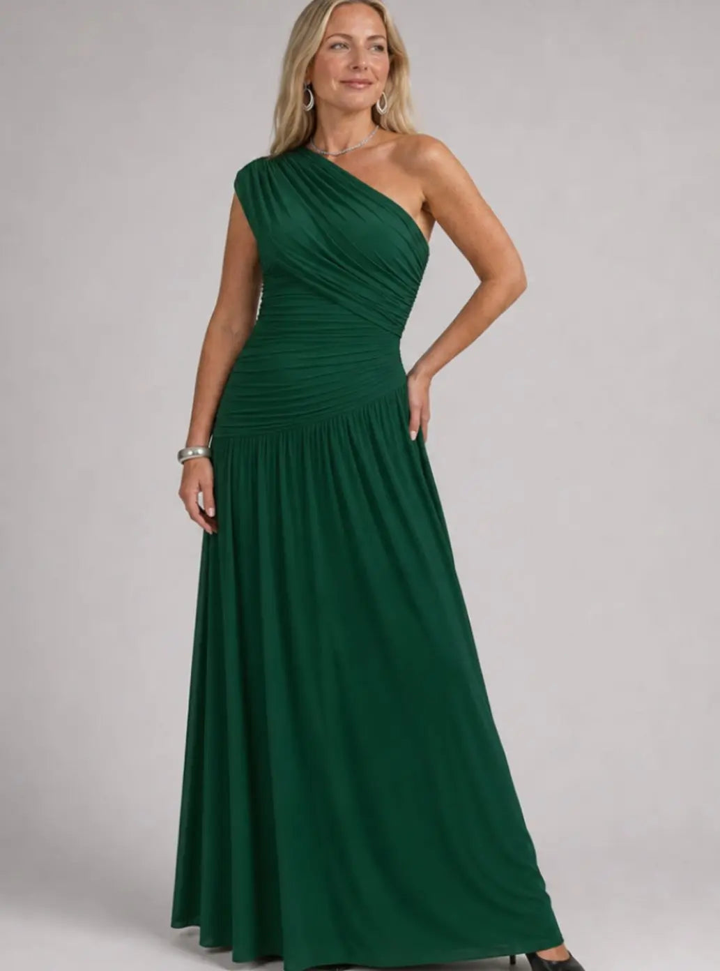 Yara one shoulder gathered maxi dress – image 5