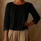 Annelise linen blouse with pleated front