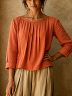 Annelise linen blouse with pleated front