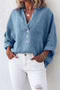 Birgit linen blouse with V neck