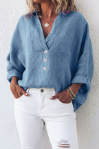 Birgit linen blouse with V neck