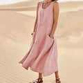 Jemima sleeveless linen maxi dress with pockets