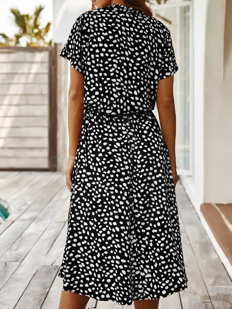 Priya spotted linen midi dress – image 11