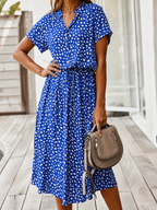 Priya spotted linen midi dress – image 14