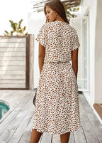 Priya spotted linen midi dress – image 2