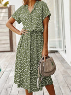 Priya spotted linen midi dress – image 3