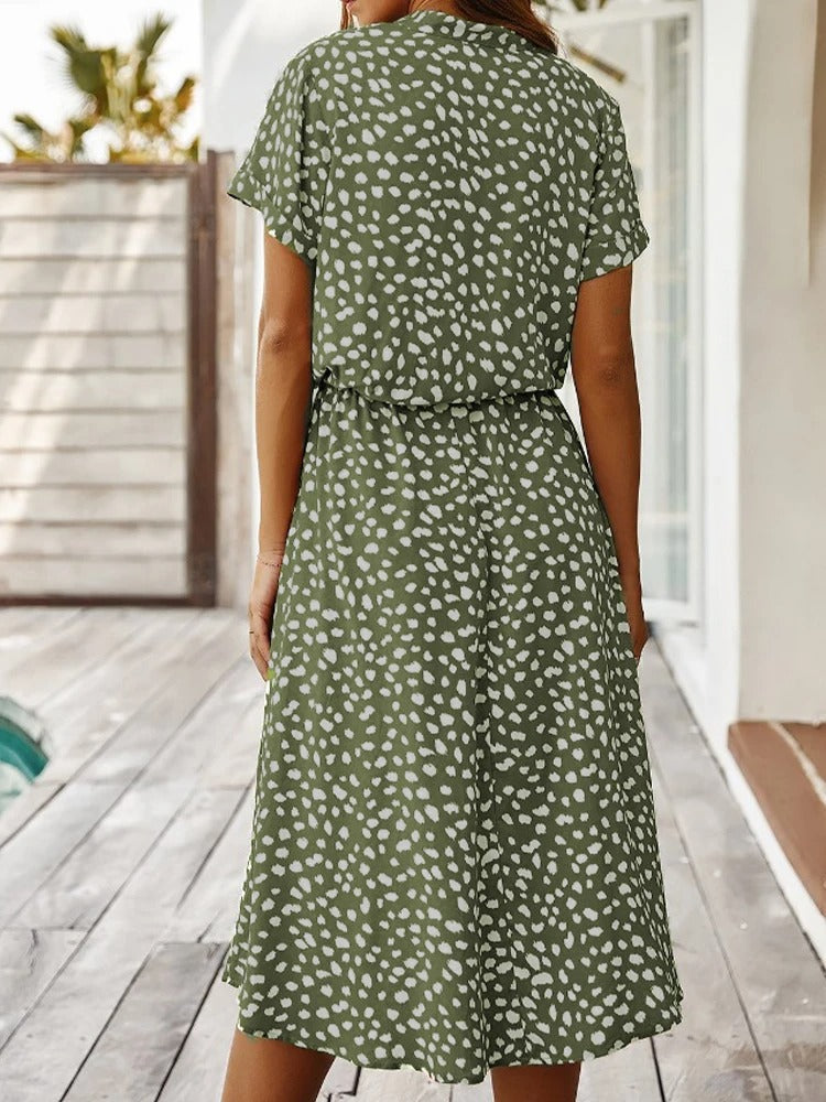 Priya spotted linen midi dress – image 4