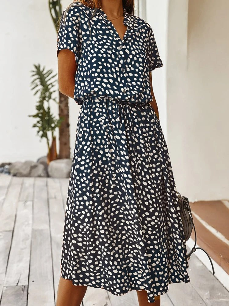 Priya spotted linen midi dress – image 5