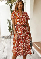 Priya spotted linen midi dress – image 6