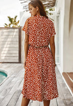 Priya spotted linen midi dress – image 7