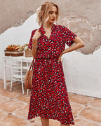Priya spotted linen midi dress – image 9