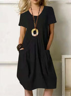 Rosalie linen v neck midi dress with pockets – image 2