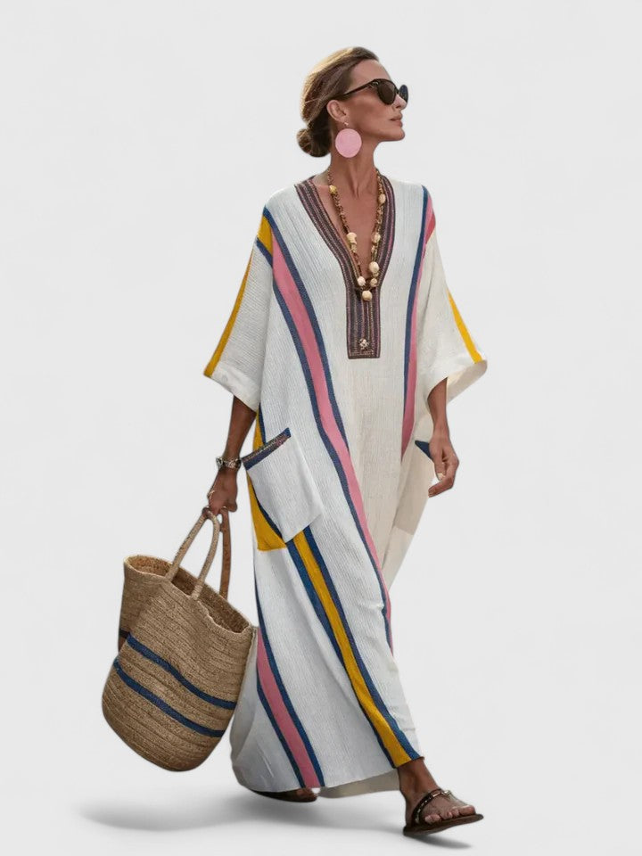 Mona striped linen maxi dress