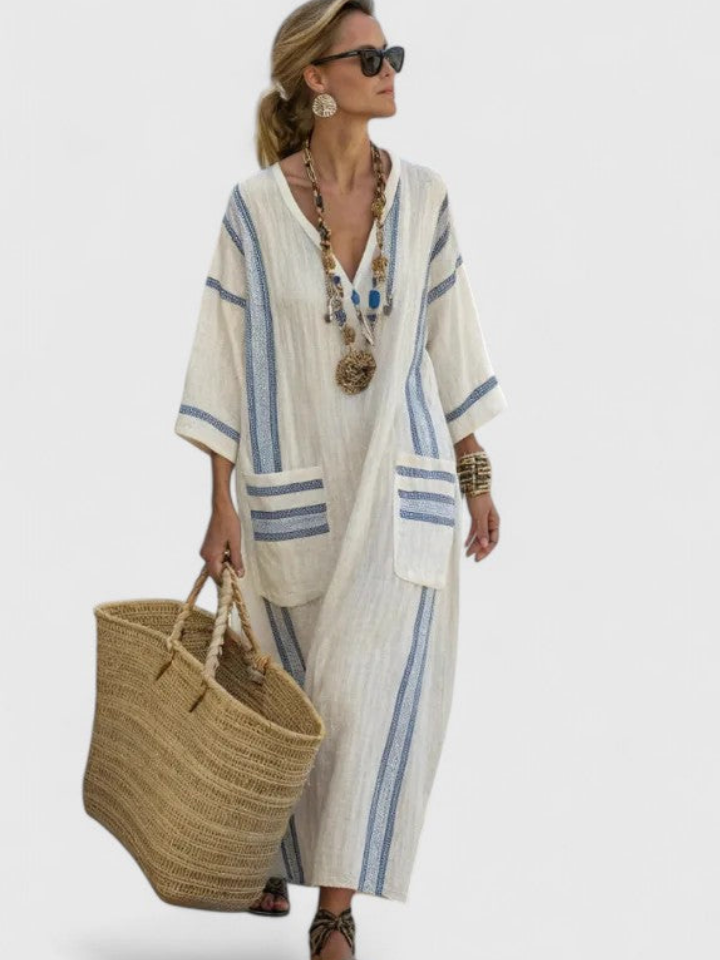 Mona striped linen maxi dress