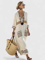 Mona striped linen maxi dress