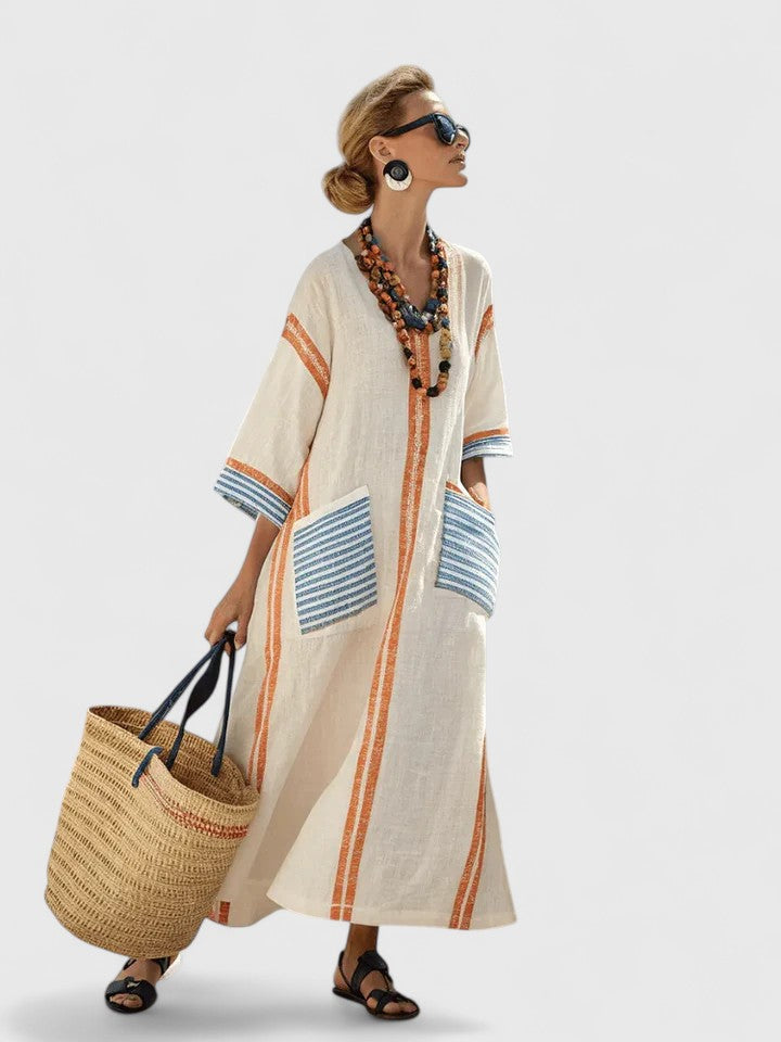 Mona striped linen maxi dress