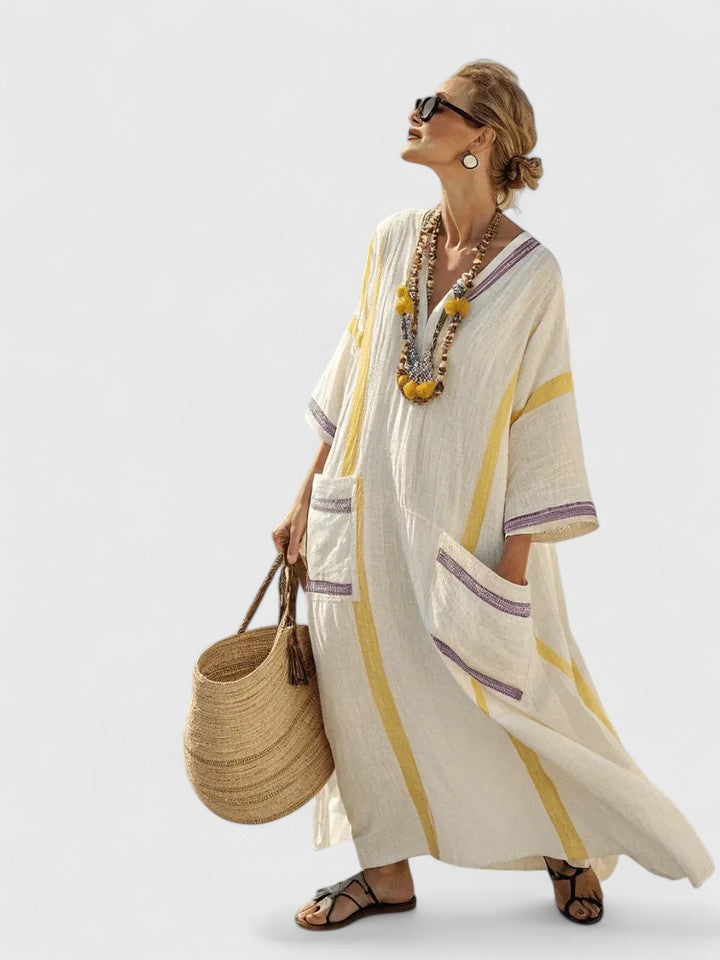Mona striped linen maxi dress