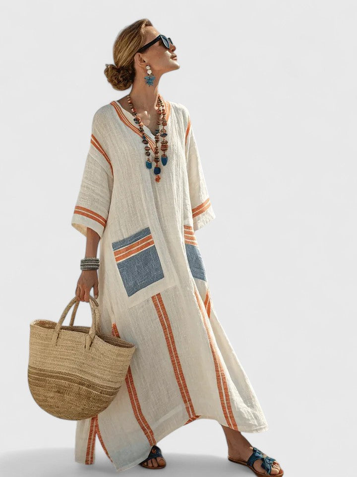 Mona striped linen maxi dress