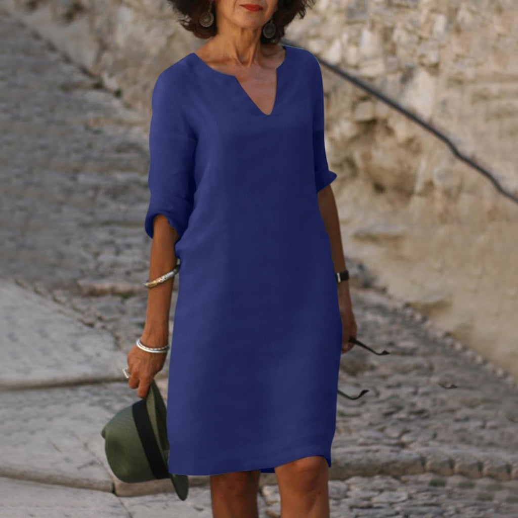 Gwen midi dress with three quarter sleeves