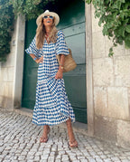 Viola flowing maxi dress, side view