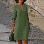 Gwen midi dress with three quarter sleeves