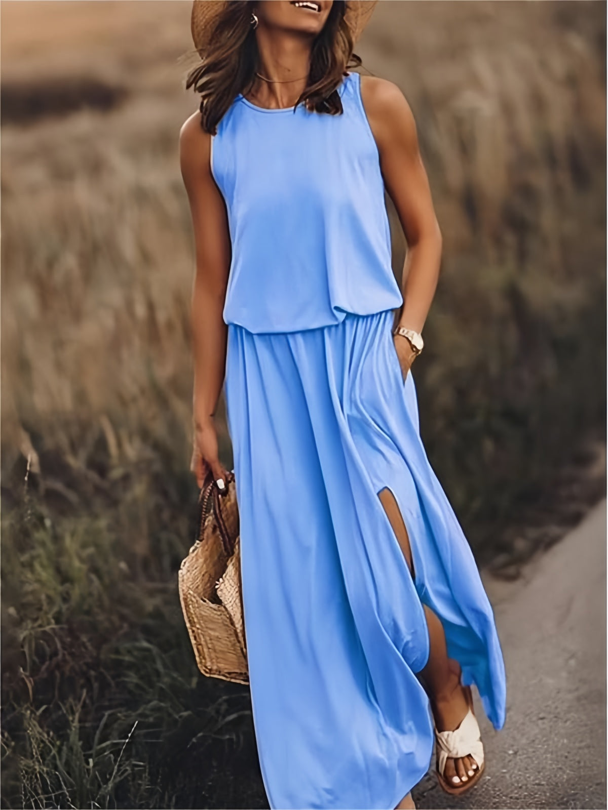 Saskia sleeveless blouson maxi dress – image 2
