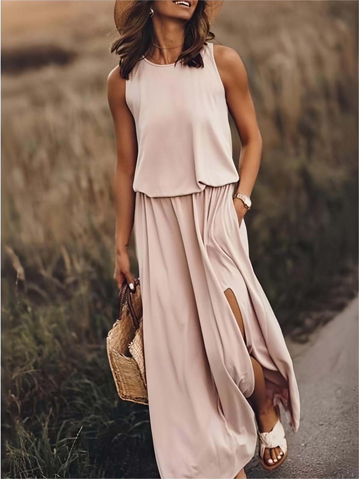 Saskia sleeveless blouson maxi dress – image 3