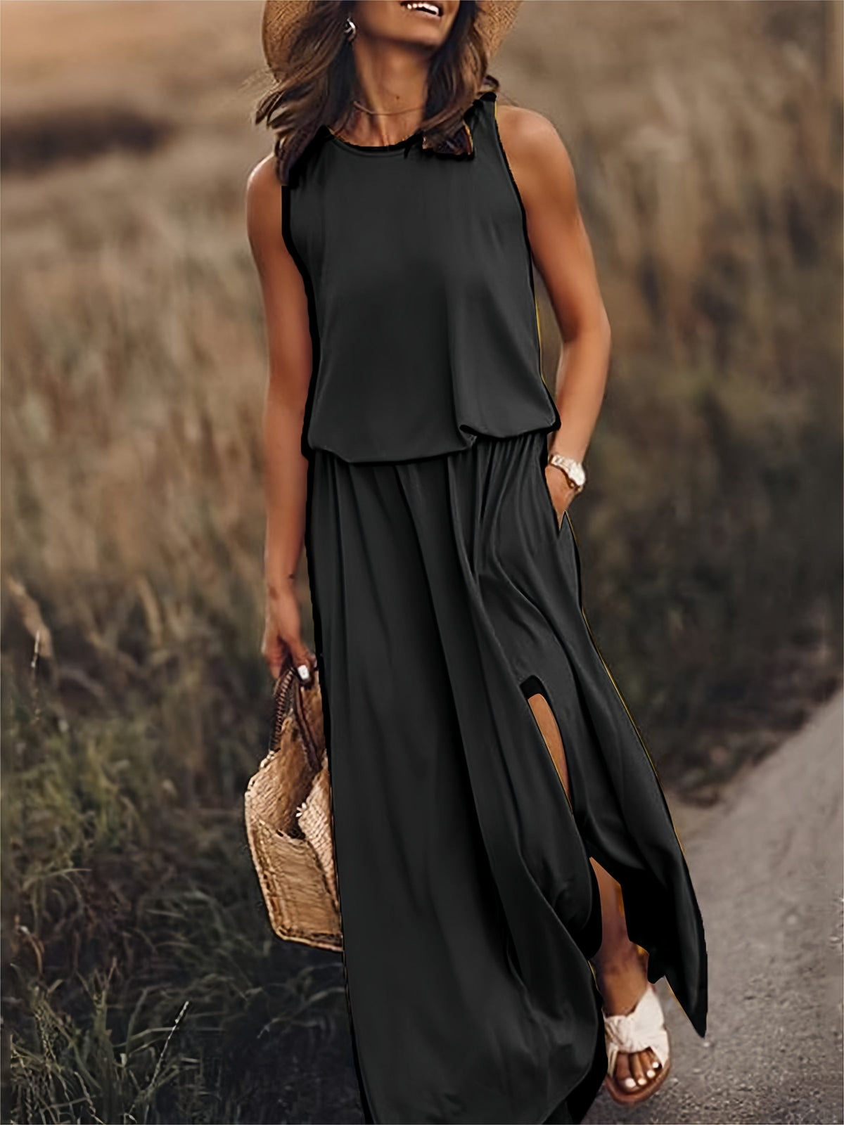 Saskia sleeveless blouson maxi dress – image 4