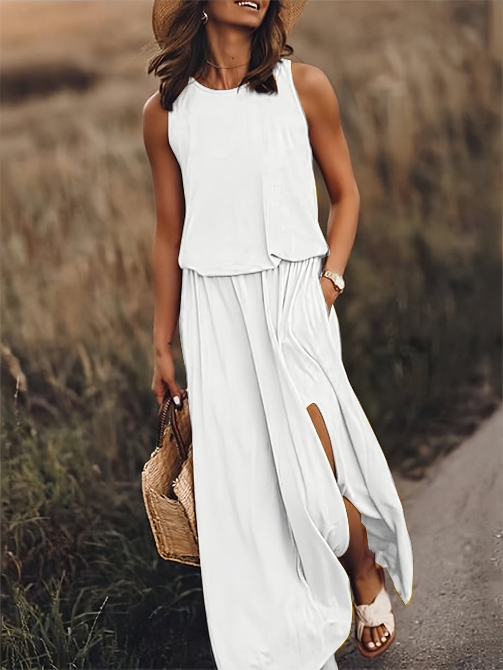 Saskia sleeveless blouson maxi dress – image 5