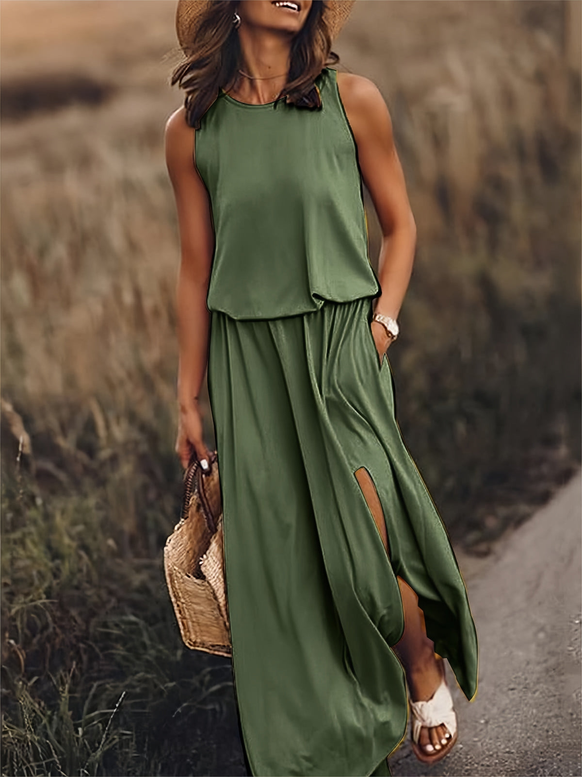 Saskia sleeveless blouson maxi dress – image 7