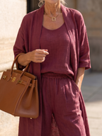 Adriana three piece relaxed top and wide leg set – image 13