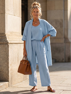 Adriana three piece relaxed top and wide leg set – image 10