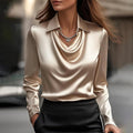 Natalia draped neckline satin blouse