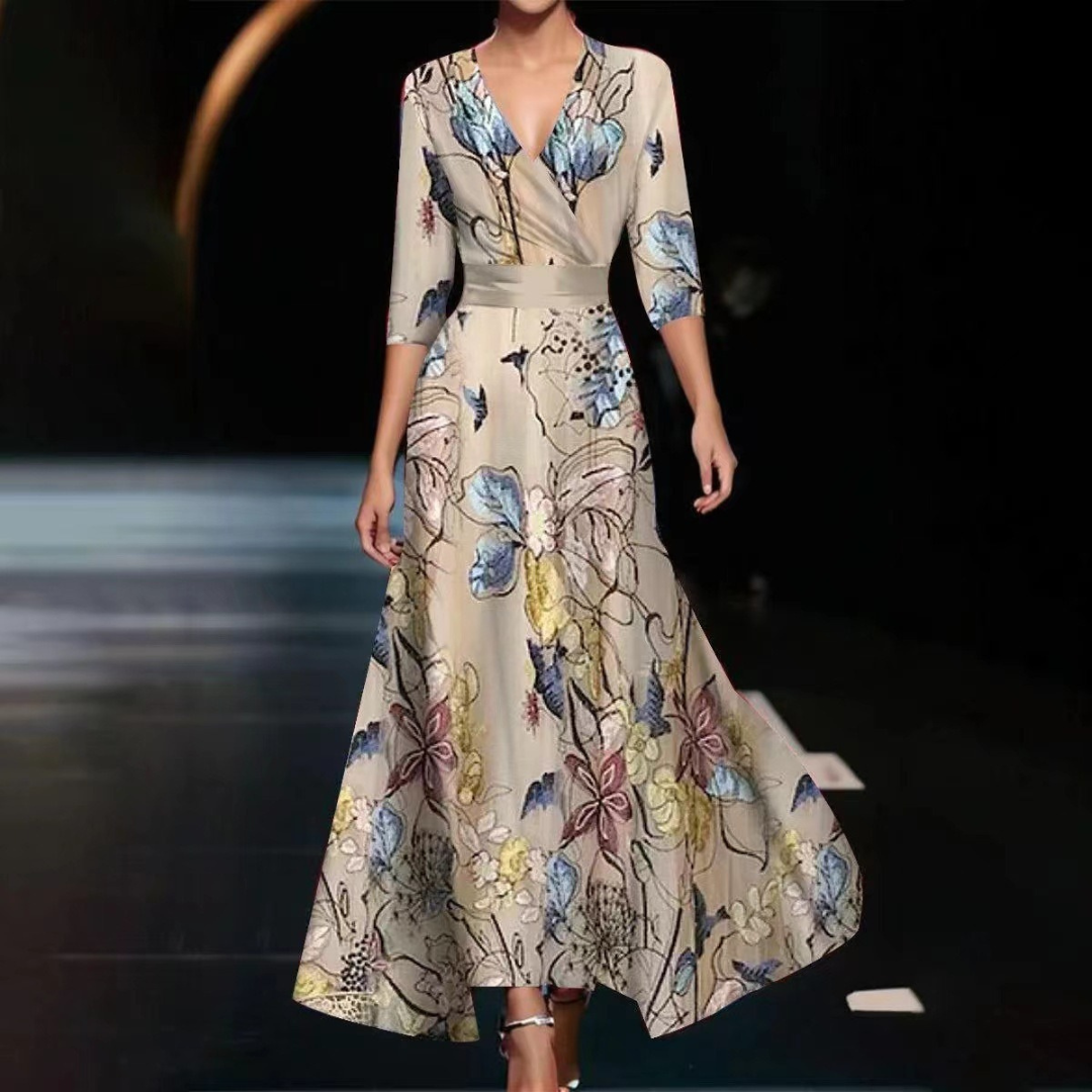Yuna floral wrap dress in blue