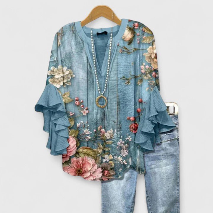 Caroline ruffle sleeve floral blouse – image 6