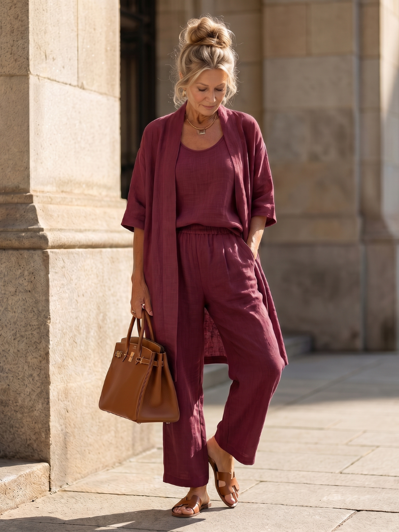Adriana three piece relaxed top and wide leg set – image 12