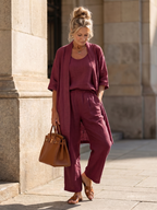 Adriana three piece relaxed top and wide leg set – image 12