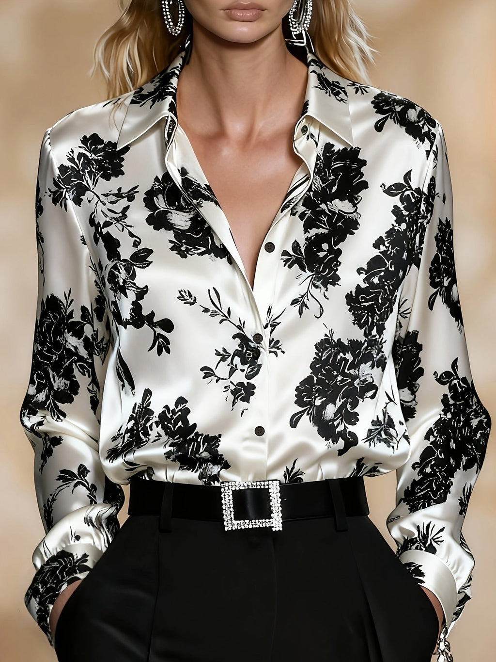 Zara floral printed satin blouse – image 5