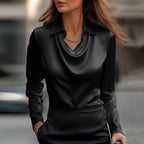 Natalia draped neckline satin blouse – image 4